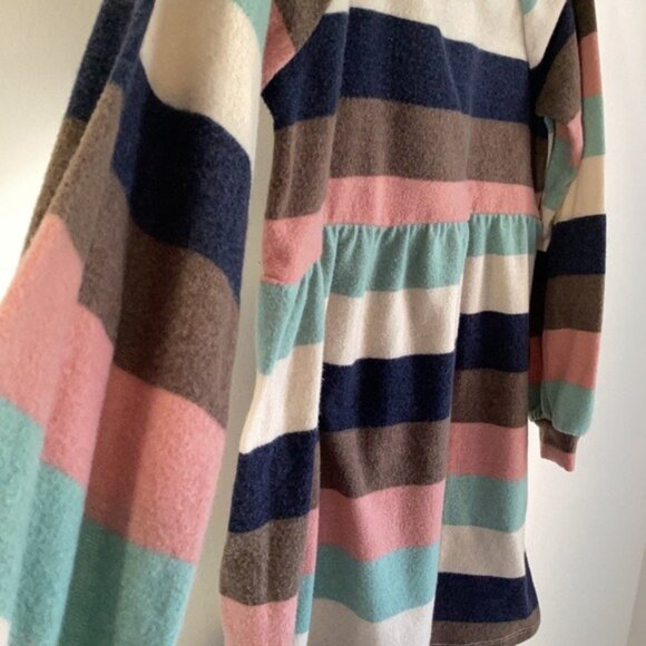 Multicolor Striped Fleece Long Sleeve Casual Dress By GeeGee Soft & Cozy Size S - Picture 4 of 8